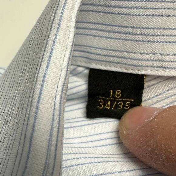 IKE BEHAR Men's Sz 18 34/35 Relaxed Button Down Shirt Long Sleeves Light Blue - Picture 7 of 7